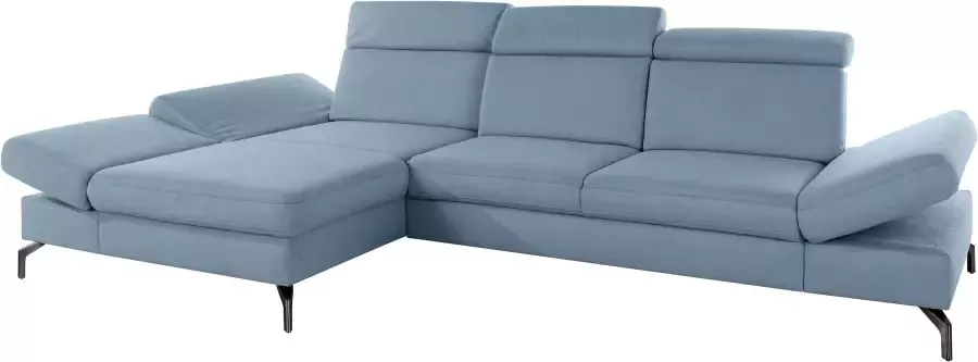 sit&more Hoekbank Poothoogte 15 cm inclusief verstelbare zitdiepte armleuningen en hoofdeind
