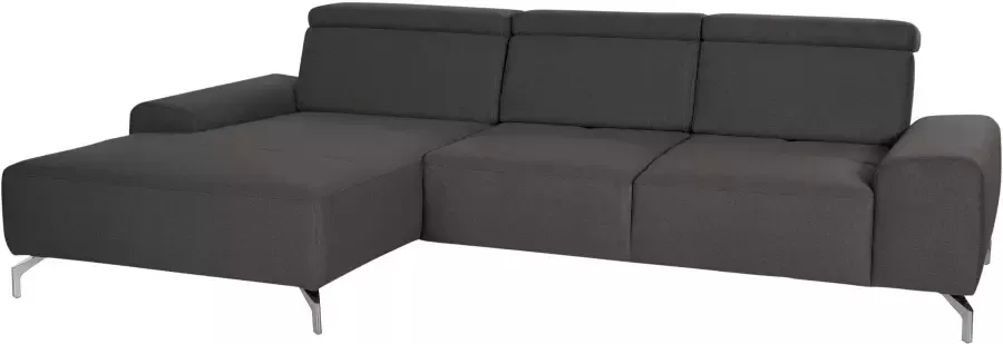 sit&more Hoekbank Poothoogte 15 cm inclusief zitdiepteverstelling en verstelbare hoofdsteun naar keuze in 2 verschillende pootkleuren
