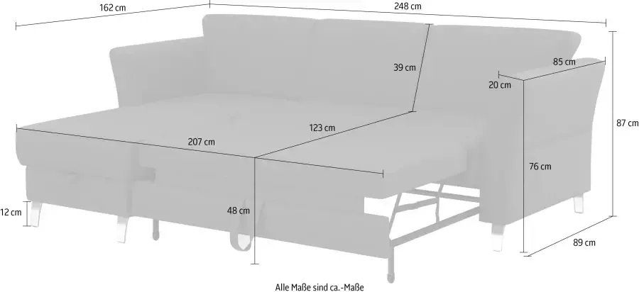 sit&more Hoekbank Visby V naar keuze met slaapfunctie en bedkist vrij plaatsbaar met binnenvering ook te bestellen in de bijzonder eenvoudig met water te reinigen "soft clean" bekleding