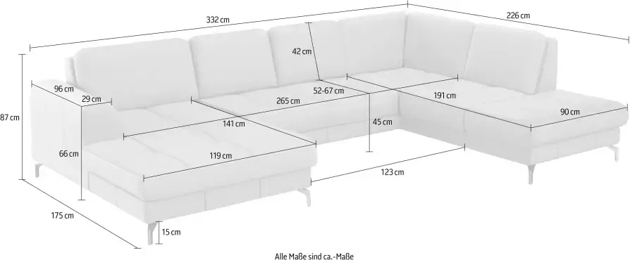 sit&more Zithoek Bendigo V inclusief zitdiepteverstelling bodemvrijheid 15 cm naar keuze in 2 verschillende pootkleuren
