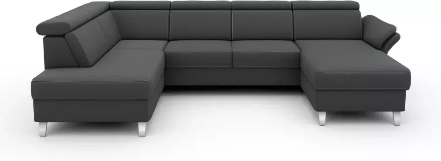 Sit&more Zithoek Vincenzo U-vorm met verstelbare hoofdsteun naar keuze met slaapfunctie bedkist - Foto 8