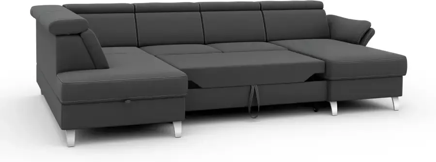 Sit&more Zithoek Vincenzo U-vorm met verstelbare hoofdsteun naar keuze met slaapfunctie bedkist - Foto 7