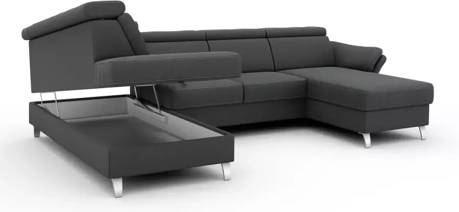 Sit&more Zithoek Vincenzo U-vorm met verstelbare hoofdsteun naar keuze met slaapfunctie bedkist - Foto 4