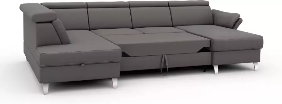 Sit&more Zithoek Vincenzo U-vorm met verstelbare hoofdsteun naar keuze met slaapfunctie bedkist - Foto 8