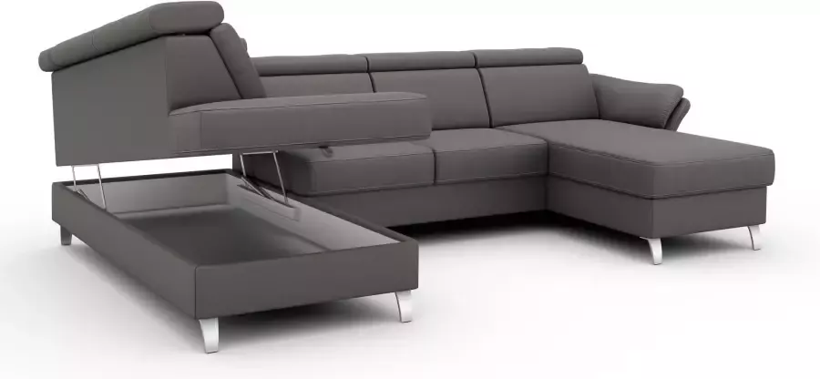 Sit&more Zithoek Vincenzo U-vorm met verstelbare hoofdsteun naar keuze met slaapfunctie bedkist - Foto 5