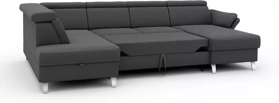 Sit&more Zithoek Vincenzo U-vorm met verstelbare hoofdsteun naar keuze met slaapfunctie bedkist - Foto 7