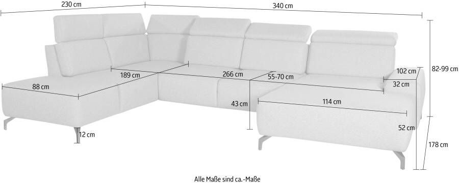 Sit&more Zithoek Gizeh U-vorm 12 cm poothoogte inclusief zitdiepteverstelling en verstelbare hoofdsteun - Foto 6