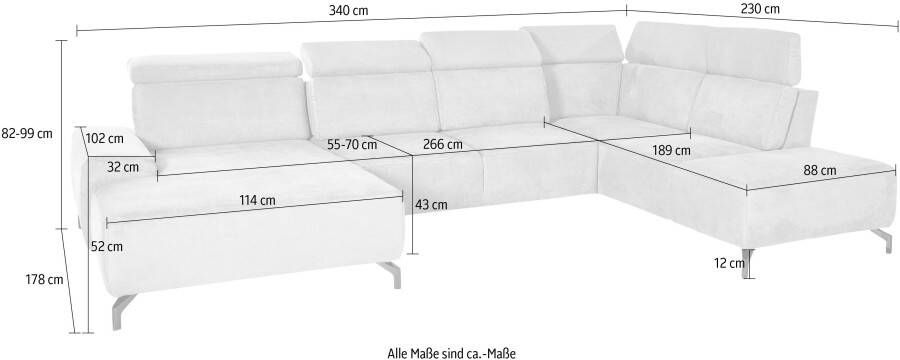 Sit&more Zithoek Gizeh U-vorm 12 cm poothoogte inclusief zitdiepteverstelling en verstelbare hoofdsteun - Foto 6