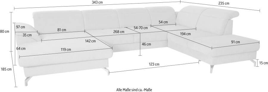 Sit&more Zithoek Percy U-vorm 12 cm poothoogte zitdiepteverstelling naar keuze in 2 pootkleuren - Foto 4