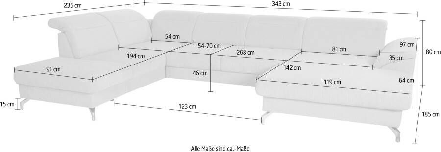 Sit&more Zithoek Percy U-vorm 12 cm poothoogte zitdiepteverstelling naar keuze in 2 pootkleuren - Foto 5