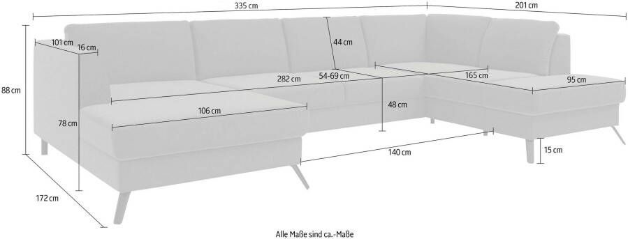 Sit&more Zithoek Olsen U-vorm inclusief zitdiepteverstelling naar keuze met slaapfunctie 15 cm hoog - Foto 6