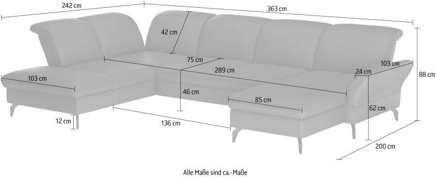 Sit&more Zithoek Leandro U-vorm Naar keuze met bed hoofdbord en armleuningfunctie en bedkist - Foto 3