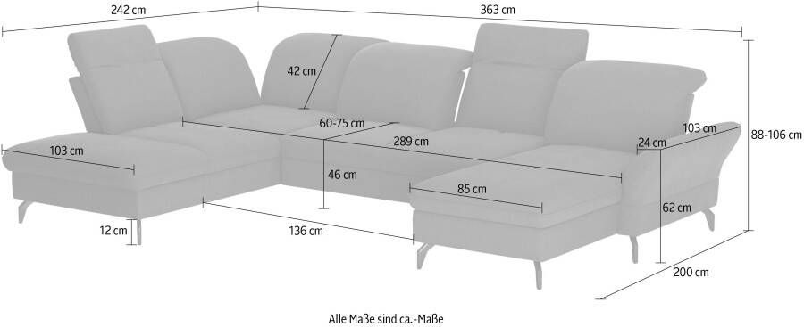 Sit&more Zithoek Leandro U-vorm Naar keuze met bed hoofdbord en armleuningfunctie en bedkist - Foto 4