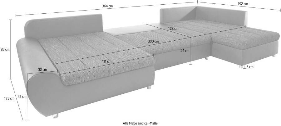 Sit&more Zithoek Top Bandos U-Form in 2 verschillende maten naar keuze met slaapfunctie - Foto 10