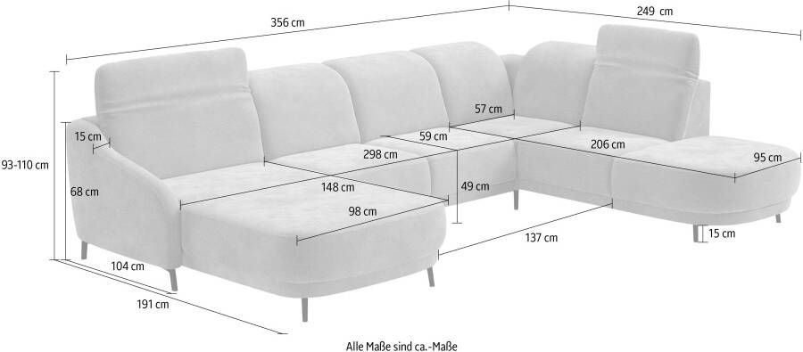 Sit&more Zithoek Blues U-vorm inclusief verstelbare hoofdsteun naar keuze met klaptafel en usb - Foto 3