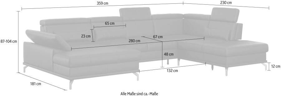 Sit&more Zithoek Cabrio U-vorm Zitdiepteverstelling en binnenvering telkens inclusief 3 lendenkussens - Foto 5