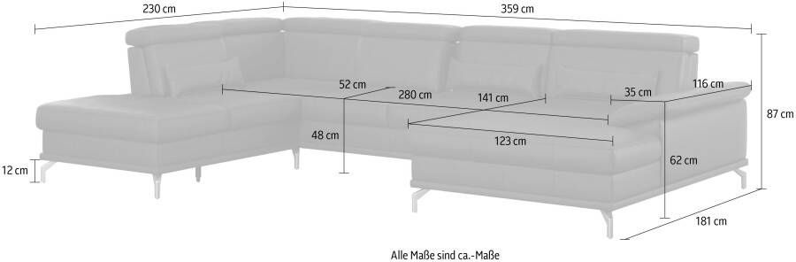 Sit&more Zithoek Cabrio U-vorm Zitdiepteverstelling en binnenvering telkens inclusief 3 lendenkussens - Foto 6