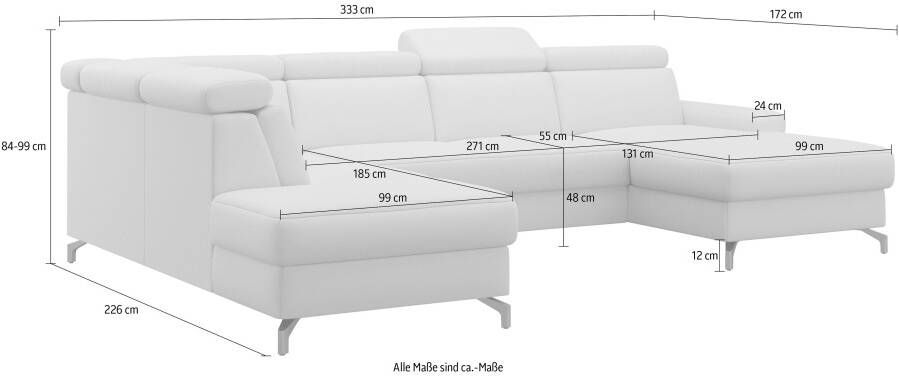 Sit&more Zithoek Scarlett U-vorm met verstelbare hoofdsteun naar keuze met slaapfunctie bedkist - Foto 10