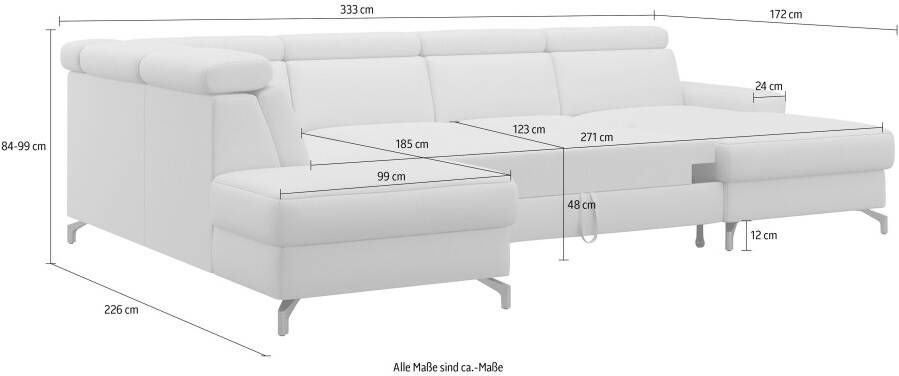 Sit&more Zithoek Scarlett U-vorm met verstelbare hoofdsteun naar keuze met slaapfunctie bedkist - Foto 10