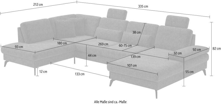 Sit&more Zithoek Morris U-vorm incl. zitdiepteverstelling optioneel met slaapfunctie en bedbox en verstelling armleuning - Foto 3