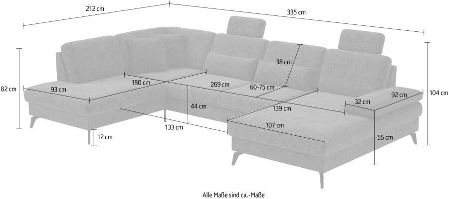 Sit&more Zithoek Morris U-vorm incl. zitdiepteverstelling optioneel met slaapfunctie en bedbox en verstelling armleuning - Foto 3