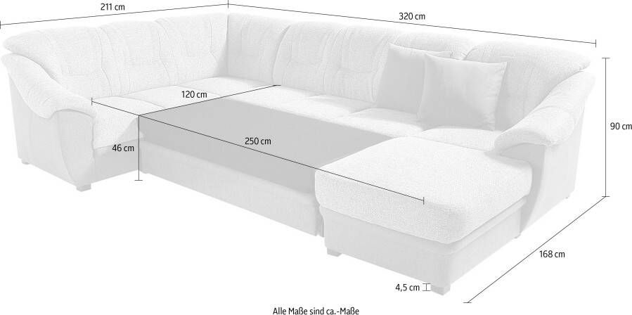 Sit&more Zithoek Savona U-vorm B: 320 cm optioneel bedfunctie veerkern - Foto 4