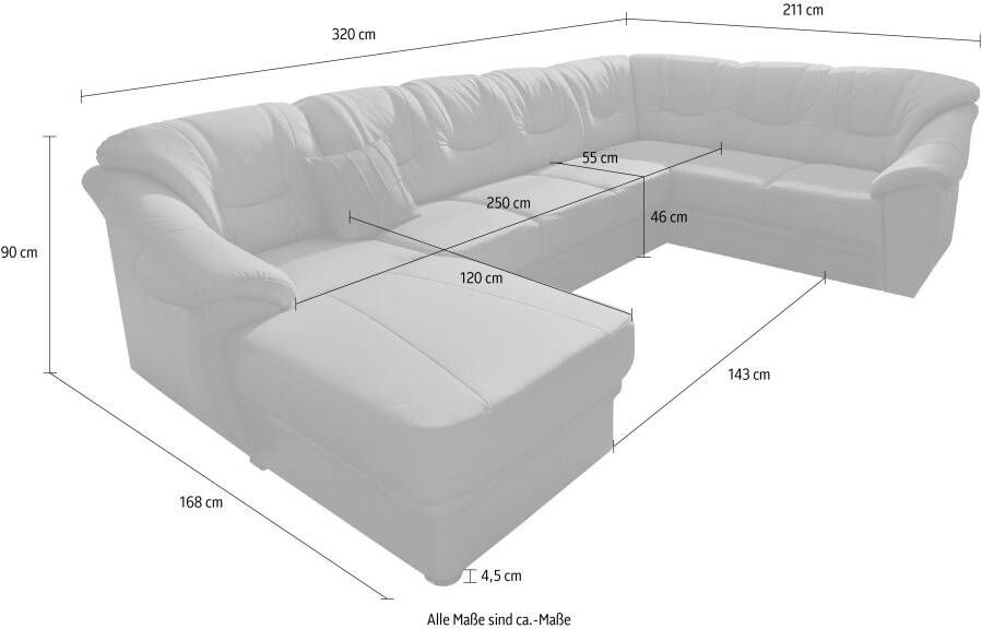 Sit&more Zithoek Savona U-vorm naar keuze met slaapfunctie met binnenvering vrij plaatsbaar - Foto 2