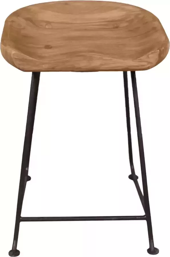 SIT Hocker Live Edge van massief acaciahout met metalen frame - Foto 5