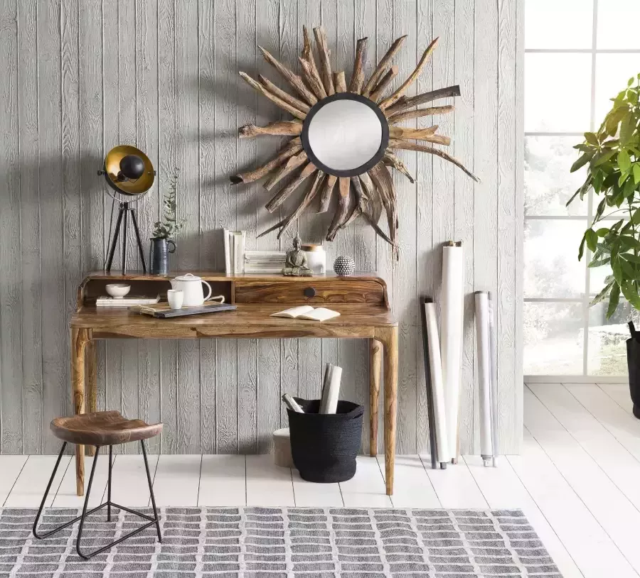 SIT Hocker Live Edge van massief acaciahout met metalen frame