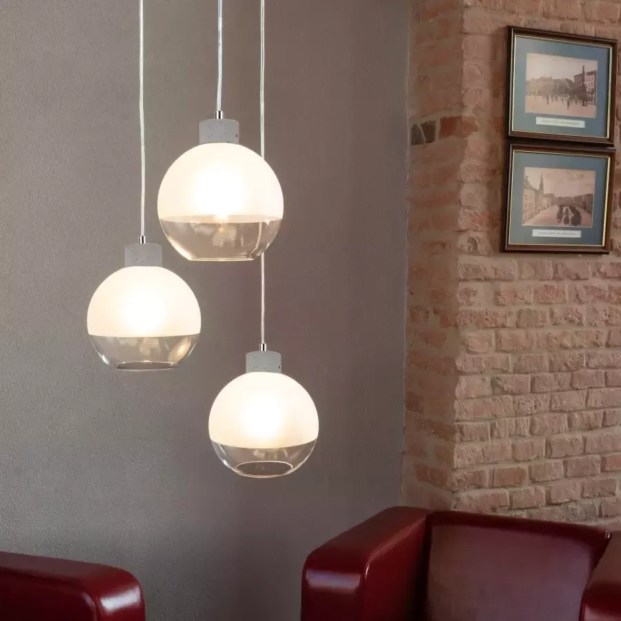SPOT Light Hanglamp Fresh Hanglamp van echt beton halfgesatineerde kappen van glas