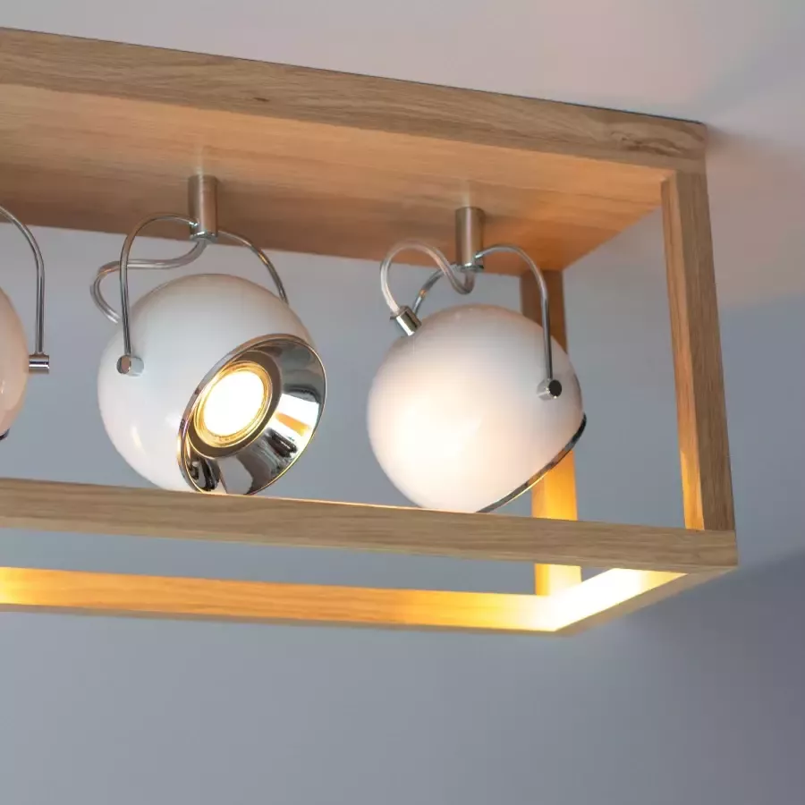 SPOT Light Led-plafondlamp ROY Inclusief ledverlichting natuurproduct van eikenhout duurzaam