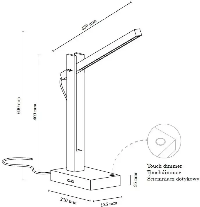 SPOT Light Tafellamp Toekan geïntegreerde 24v-ledmodule met touch-dimmer eikenhout flexibel - Foto 4