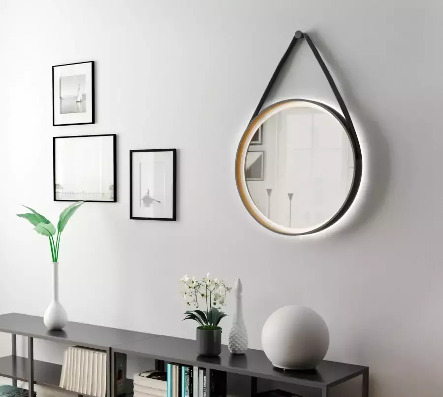 Talos Badspiegel Goudkleurige zoemer Diameter 55 cm met ledverlichting