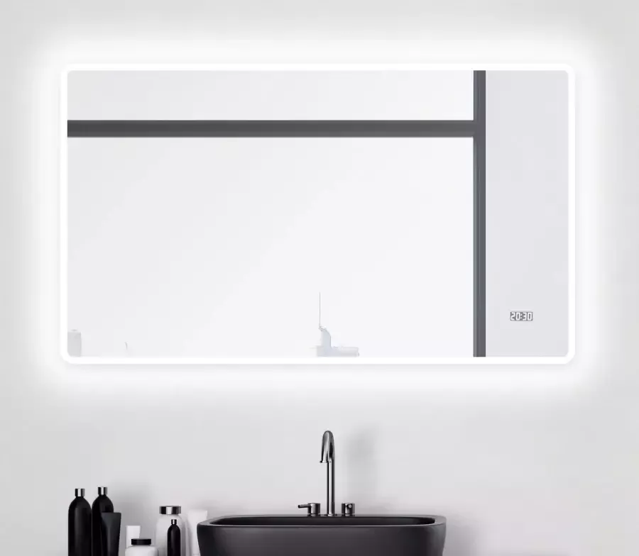 Talos Badspiegel Sun Bxh: 120x70 cm energiebesparend met digitale klok