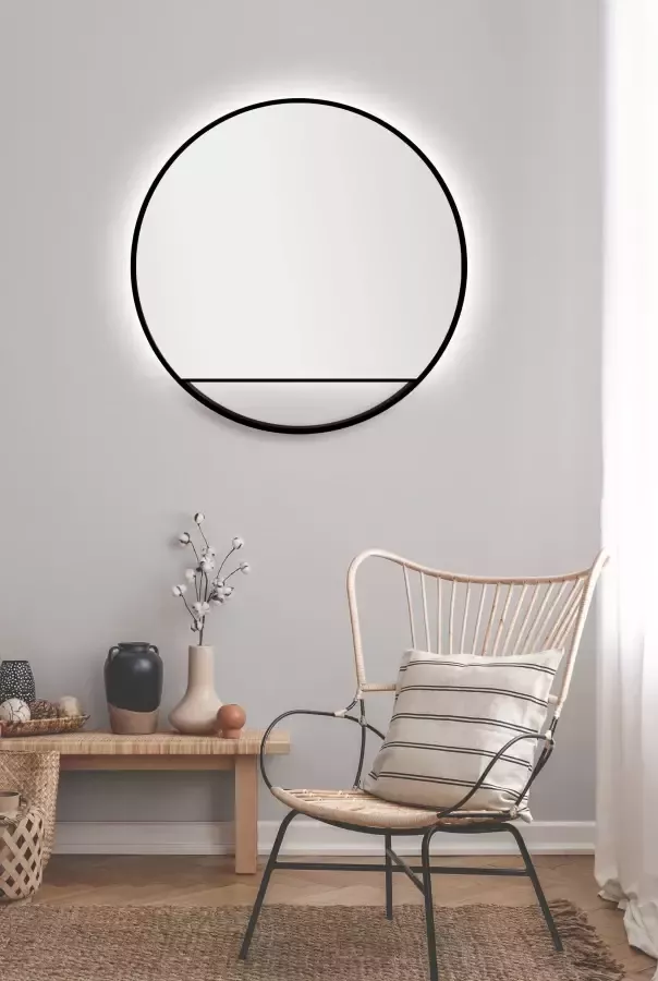 Talos Led-lichtspiegel rond met indirecte ledverlichting in matzwart ø 80 cm - Foto 4