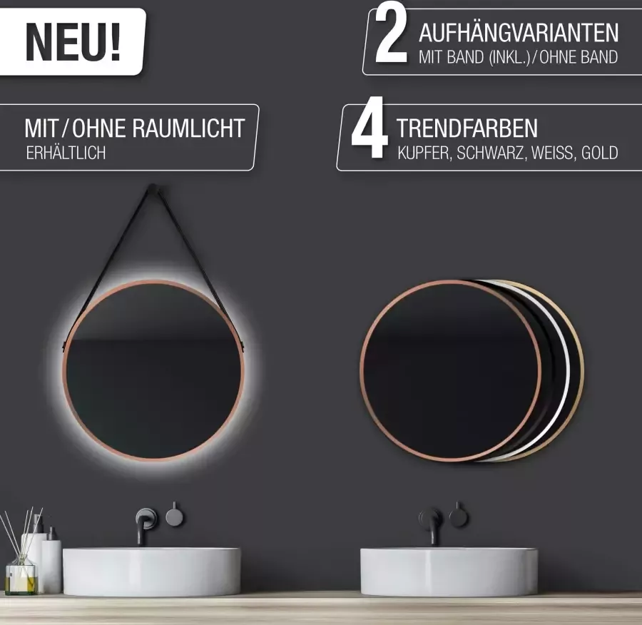 Talos Led-lichtspiegel rond met indirecte ledverlichting mat ø 50 cm