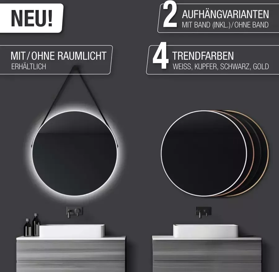 Talos Led-lichtspiegel rond met indirecte ledverlichting mat ø 80 cm