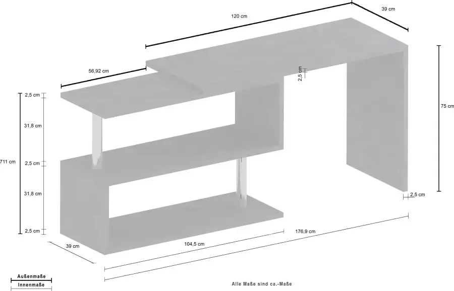 INOSIGN Bureau Volta Made in Italy multifunctioneel als computertafel hoekbureau of sideboard - Foto 10