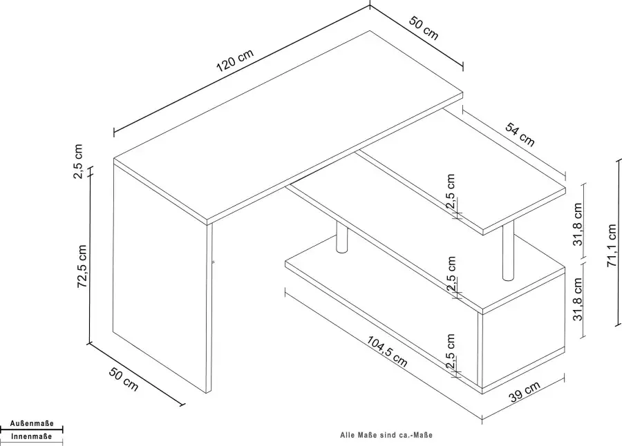 INOSIGN Bureau Volta Made in Italy multifunctioneel als computertafel hoekbureau of sideboard - Foto 8