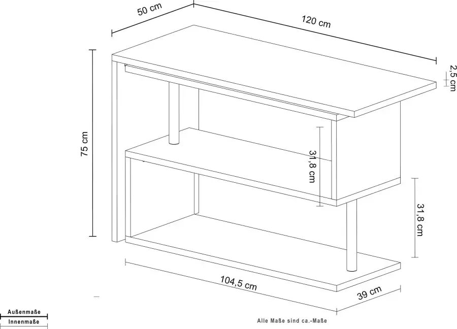 INOSIGN Bureau Volta Made in Italy multifunctioneel als computertafel hoekbureau of sideboard - Foto 7