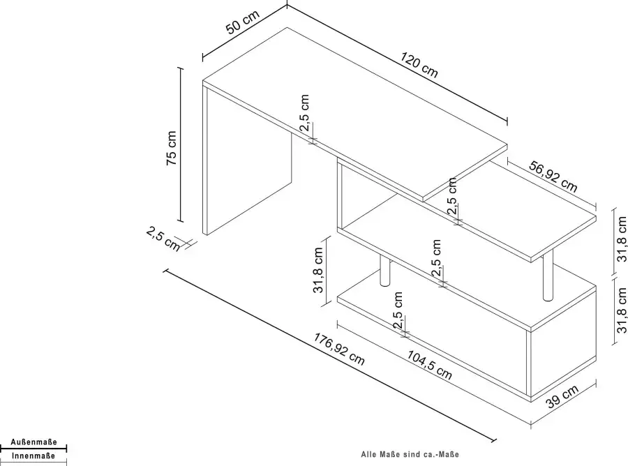 INOSIGN Bureau Volta Made in Italy multifunctioneel als computertafel hoekbureau of sideboard - Foto 5