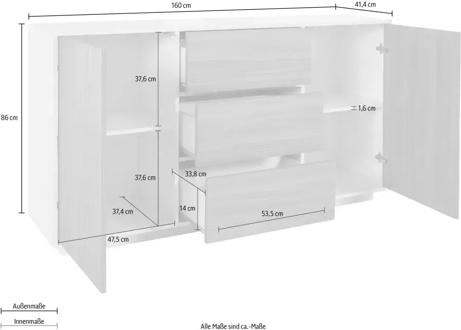 INOSIGN Dressoir Bloom Breedte ca. 160 cm - Foto 3