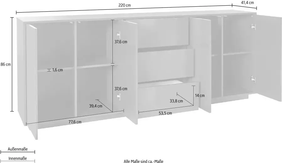 INOSIGN Dressoir Bloom Breedte ca. 220 cm - Foto 5