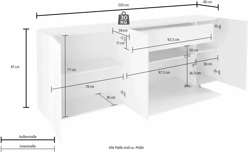 INOSIGN Dressoir Breedte 220 cm zonder verlichting - Foto 8