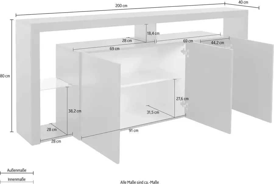 INOSIGN Dressoir Essential Breedte ca. 200 cm - Foto 1