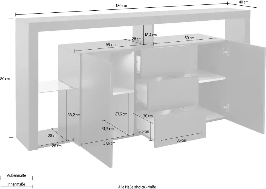 INOSIGN Dressoir Essential Breedte ca. 180 cm