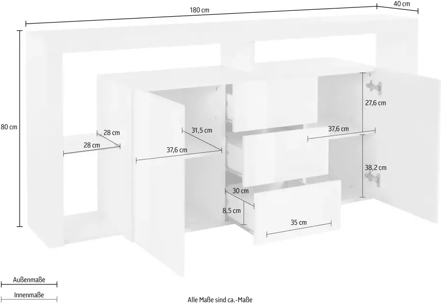 INOSIGN Dressoir Essential Breedte ca. 180 cm