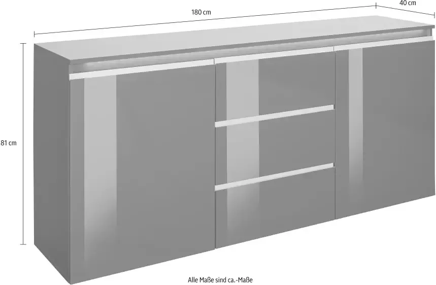 INOSIGN Dressoir Magic Kommode Schrank Kredenz Breedte 180 cm zonder verlichting