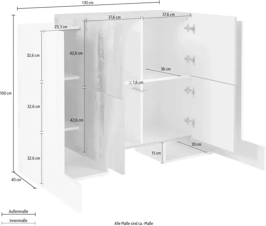 INOSIGN Dressoir Pillon Breedte 130 cm - Foto 2