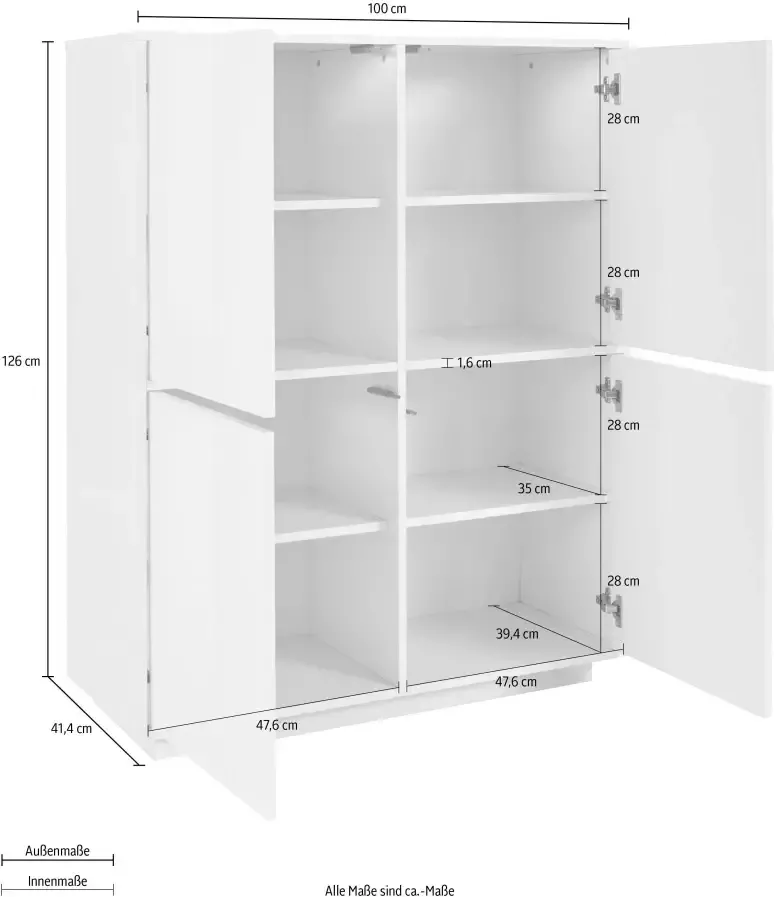 INOSIGN Highboard Bloom Hoogte ca. 126 cm - Foto 2